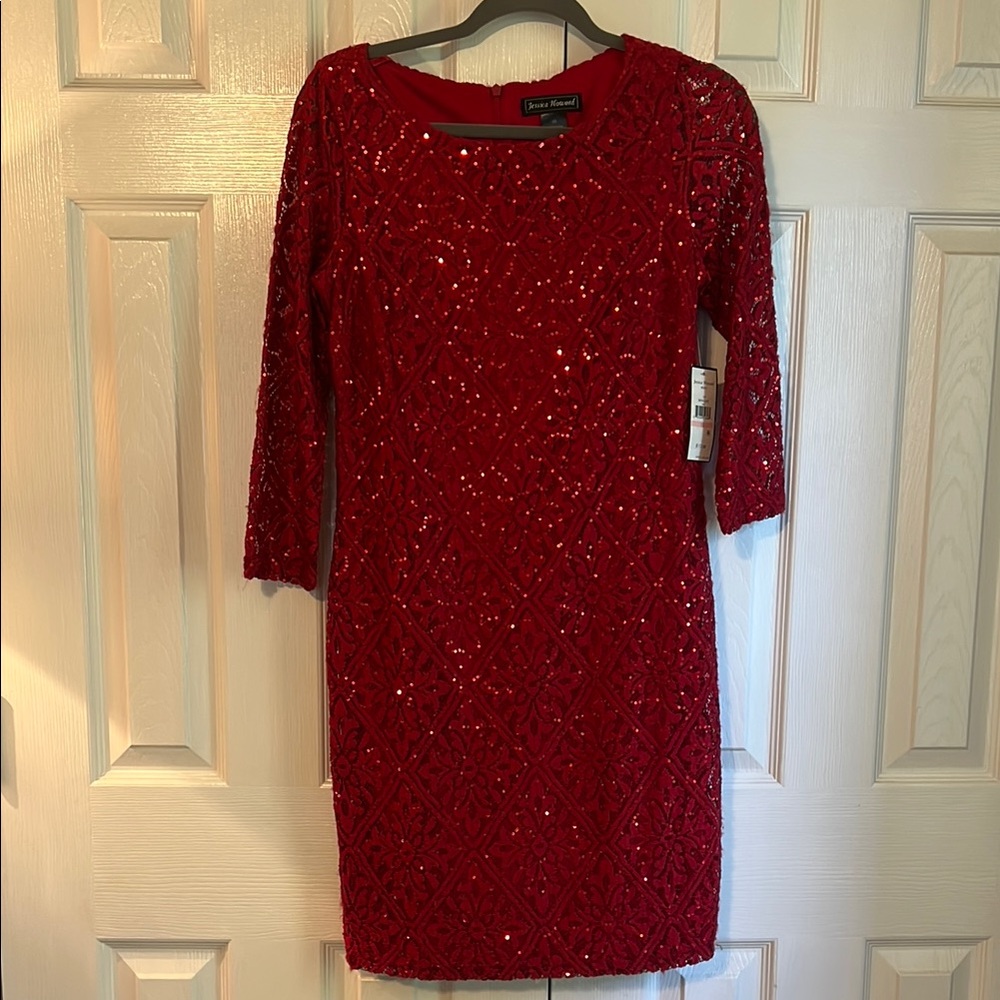 Red Lace and Sequin Dress